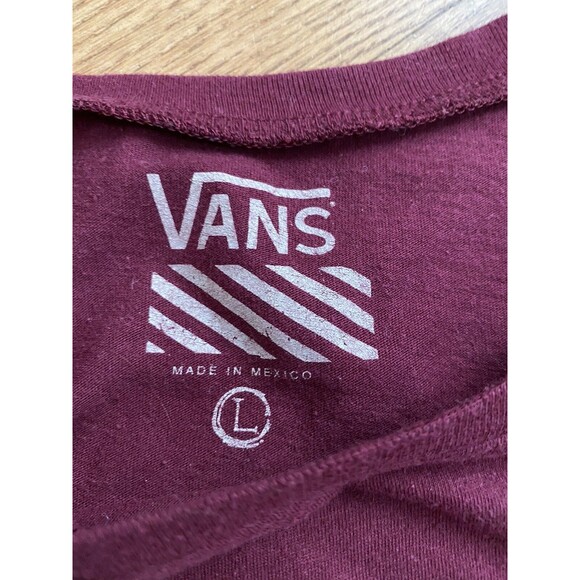 Vans Womens Crew Neck T-Shirt Top Short Sleeves Graphic Tee Maroon Size L - Picture 3 of 4